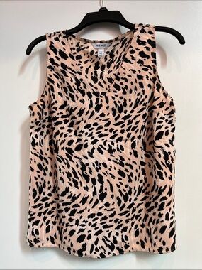 Nine West Pink and Black Animal-Print Sleeveless Camisole